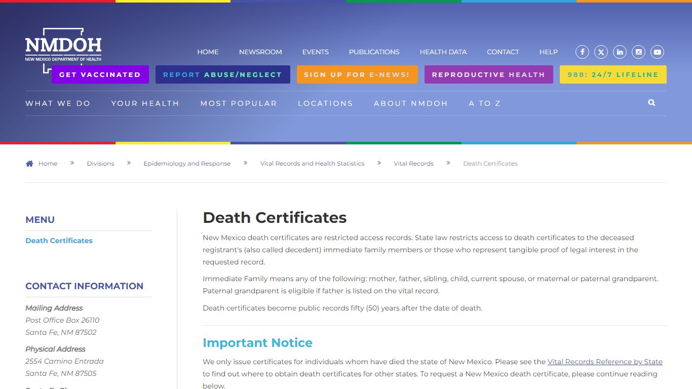Death Certificates - nmhealth.org